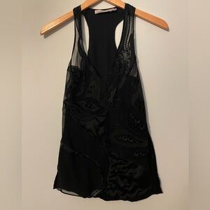 Karen Millen Black Silk Textured Blouse Size 4